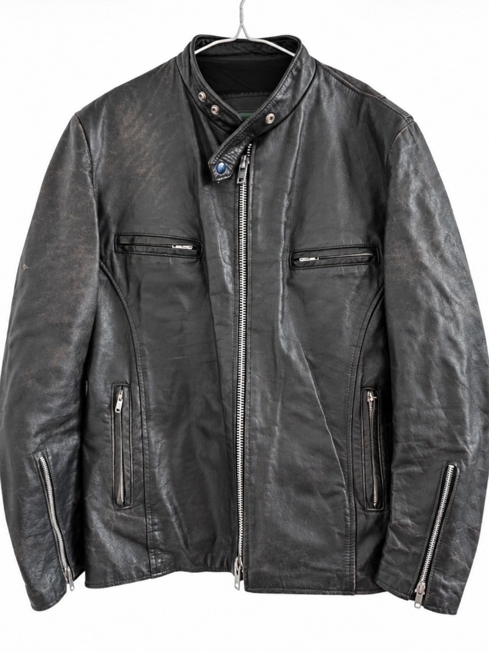 Vintage BRIMACO Black Leather Café Racer Motorcycle Jacket — Made in Canada